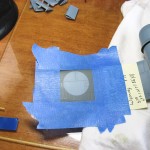 The remainder of the wing is protected from overspray.