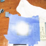 White is sprayed. I intentionally left it thin so that the blue shows through a little, to simulate wear.