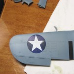 "Pie" pieces of masking applied to roundel.